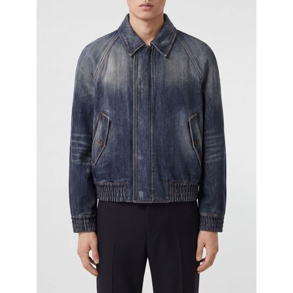 Burberry Men Burberry Cotton Denim Shirt Jacket With Elasticated Cuffs And Hem